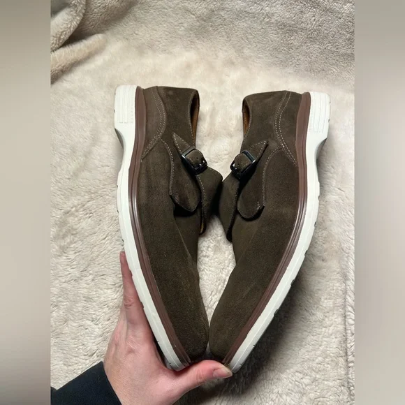 Stacy Adams TAYLEN Brown Suede Plain Toe Monk Strap Shoes size 10.5 - Picture 4 of 6